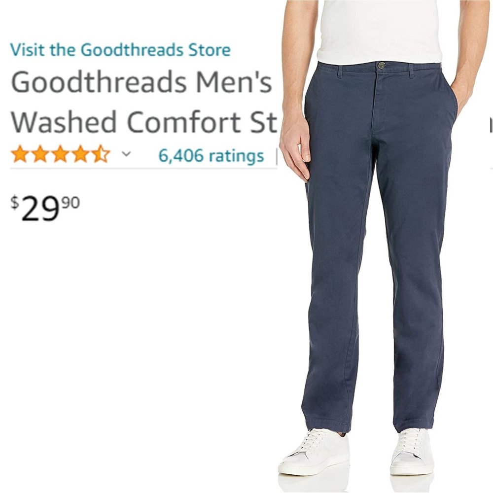 GOODTHREADS Straight-Fit Washed Comfort Stretch Chino Pant NEW WITH TAG!   35x34 - Picture 9 of 9